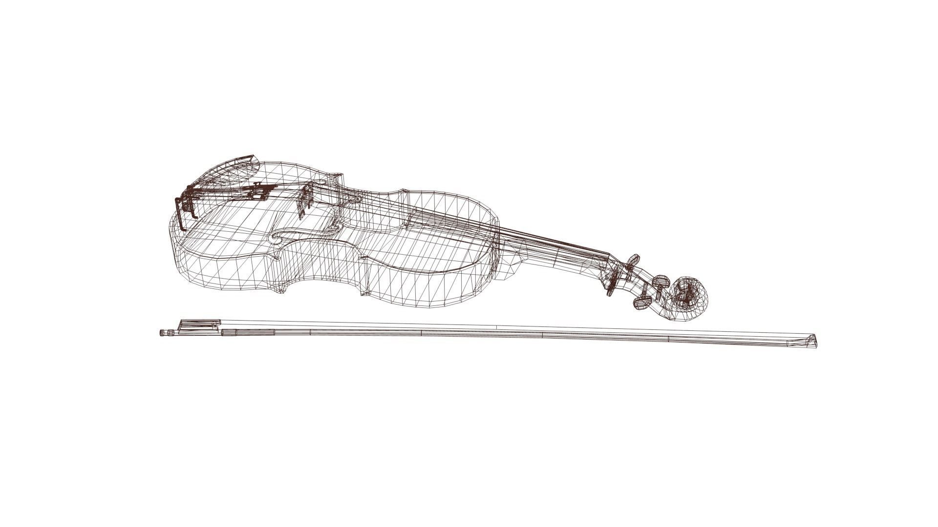 Viola violin Low-poly 3D model_46