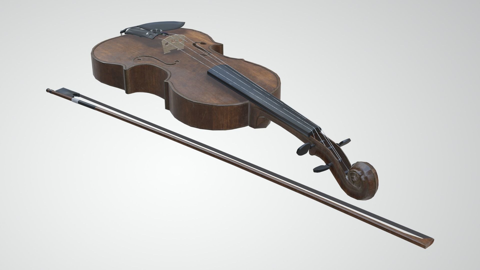 Viola violin Low-poly 3D model_16