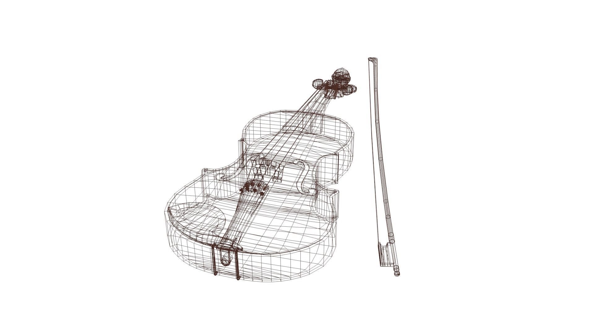 Viola violin Low-poly 3D model_41