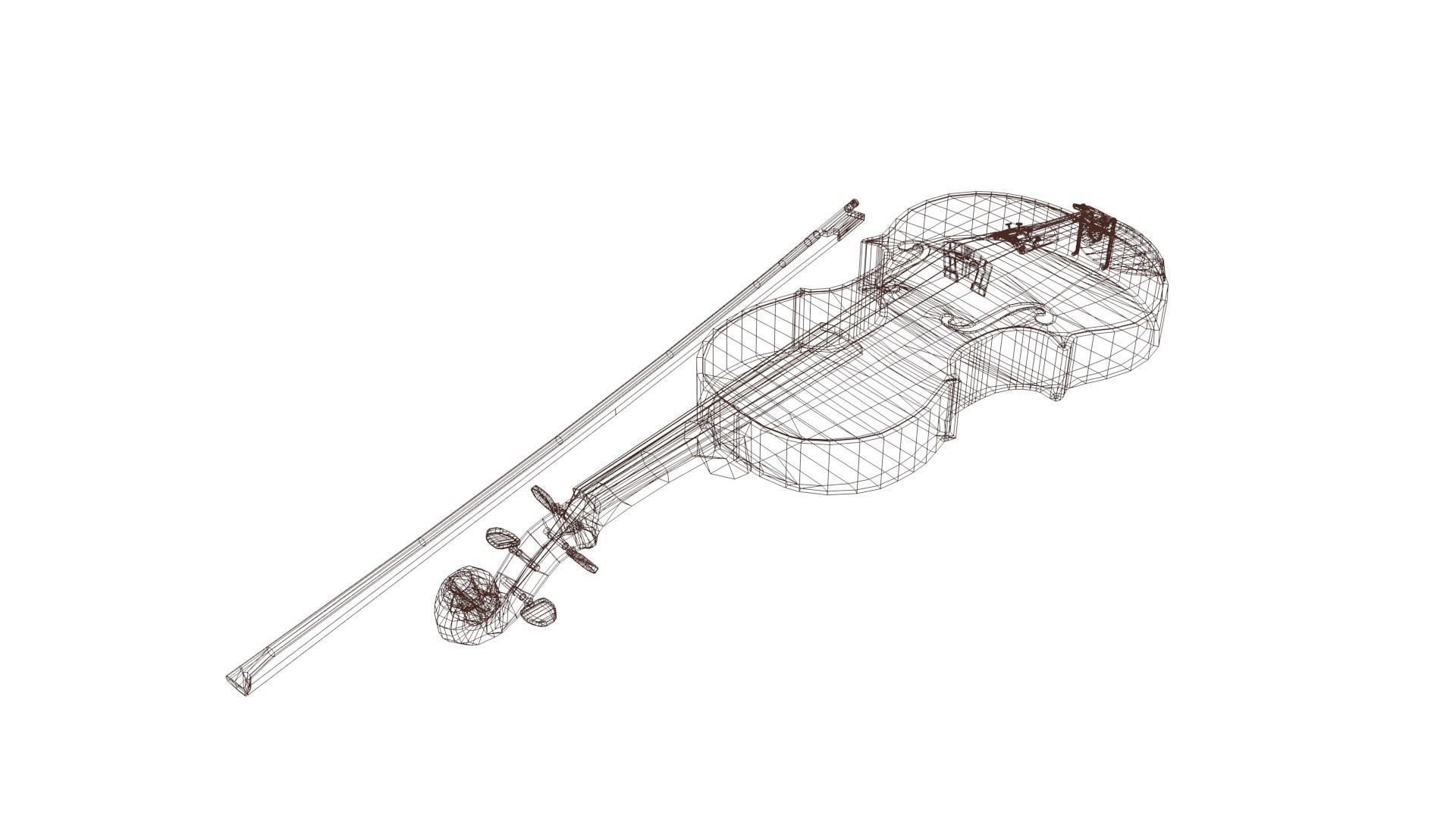 Viola violin Low-poly 3D model_50