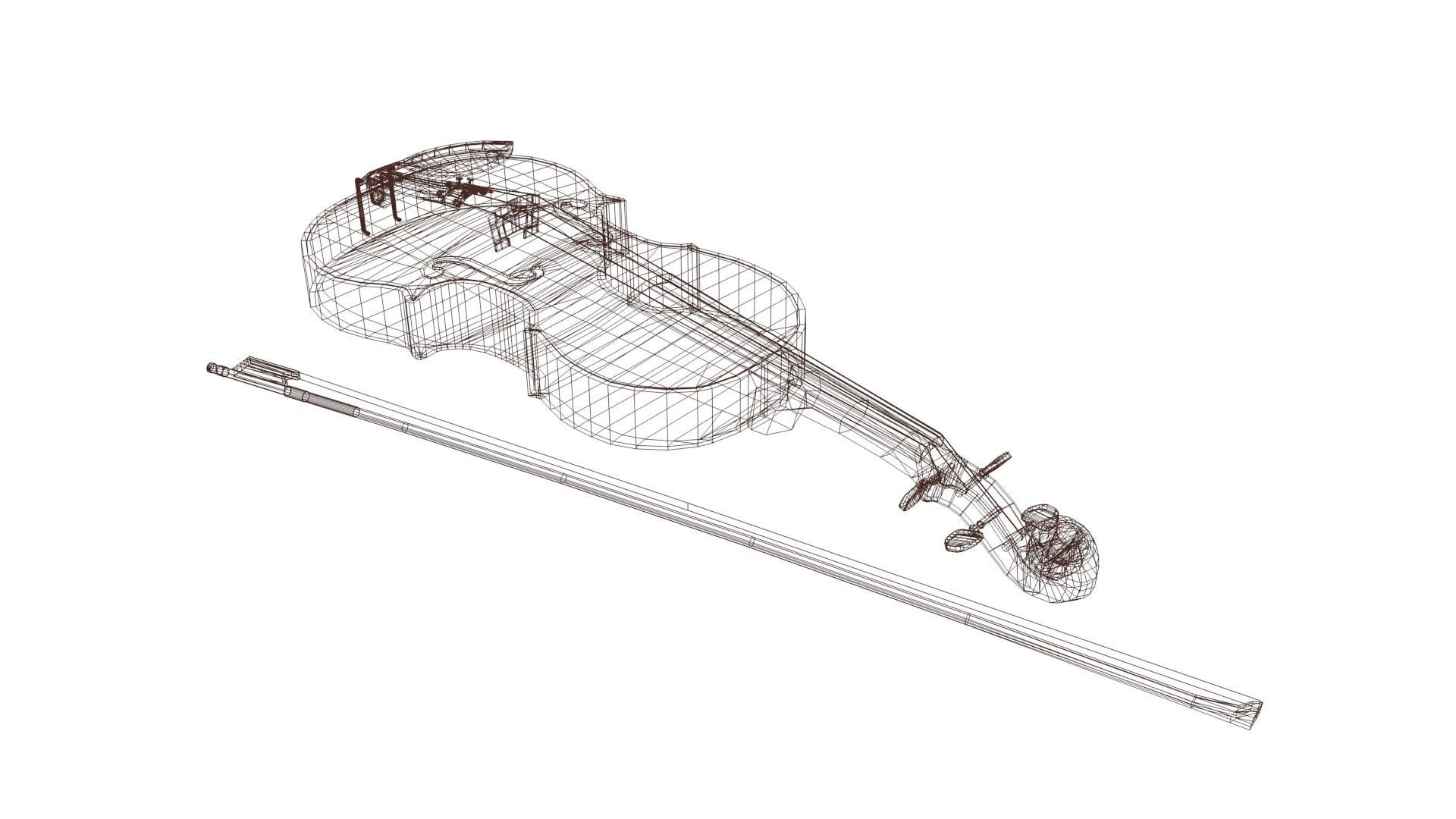 Viola violin Low-poly 3D model_47