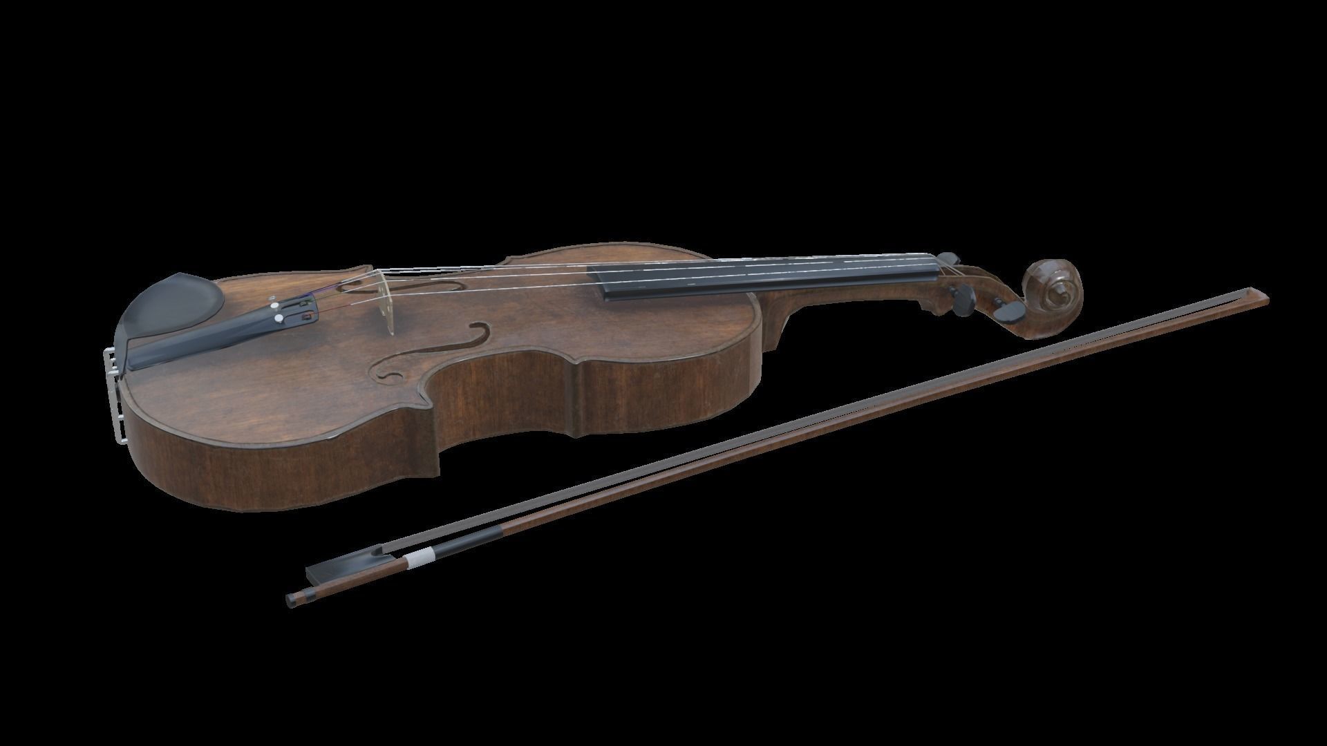 Viola violin Low-poly 3D model_13