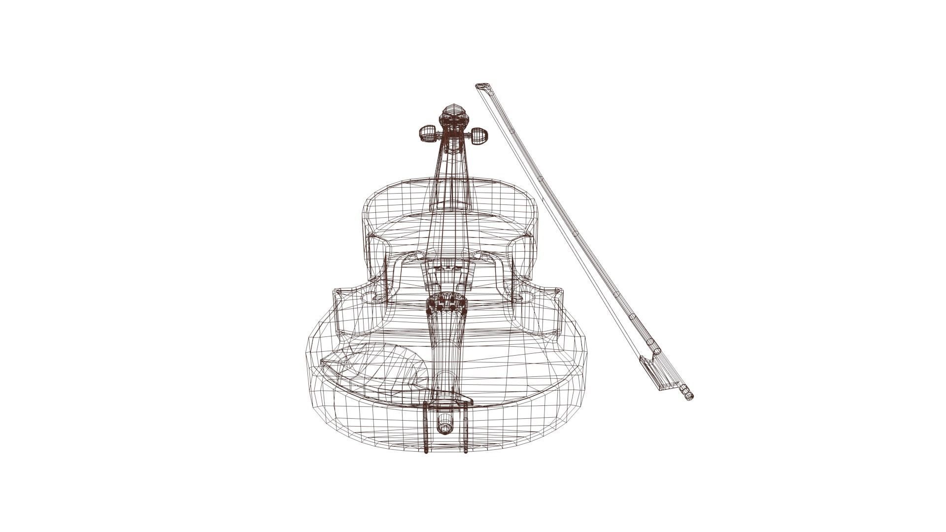 Viola violin Low-poly 3D model_40