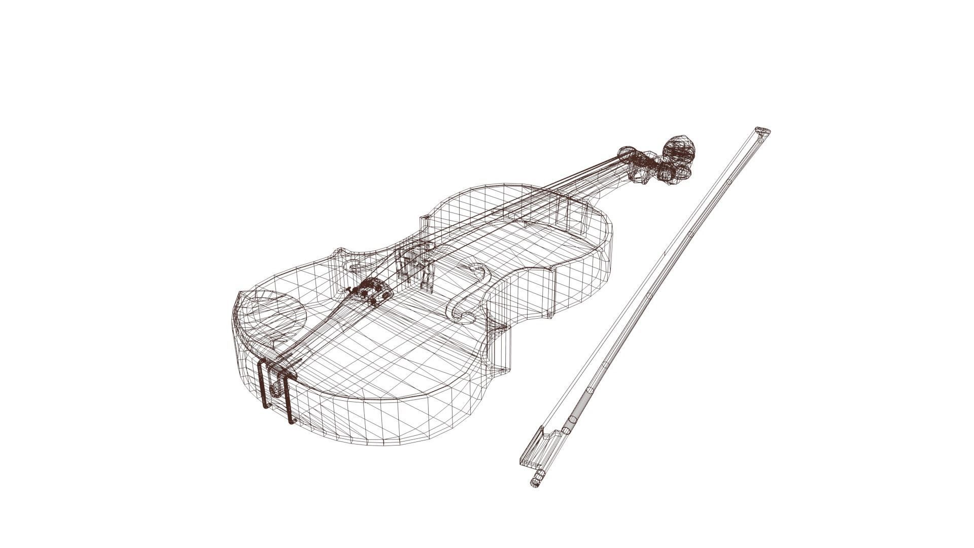 Viola violin Low-poly 3D model_42