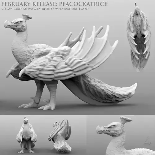 Peacockatrice peacock figurine