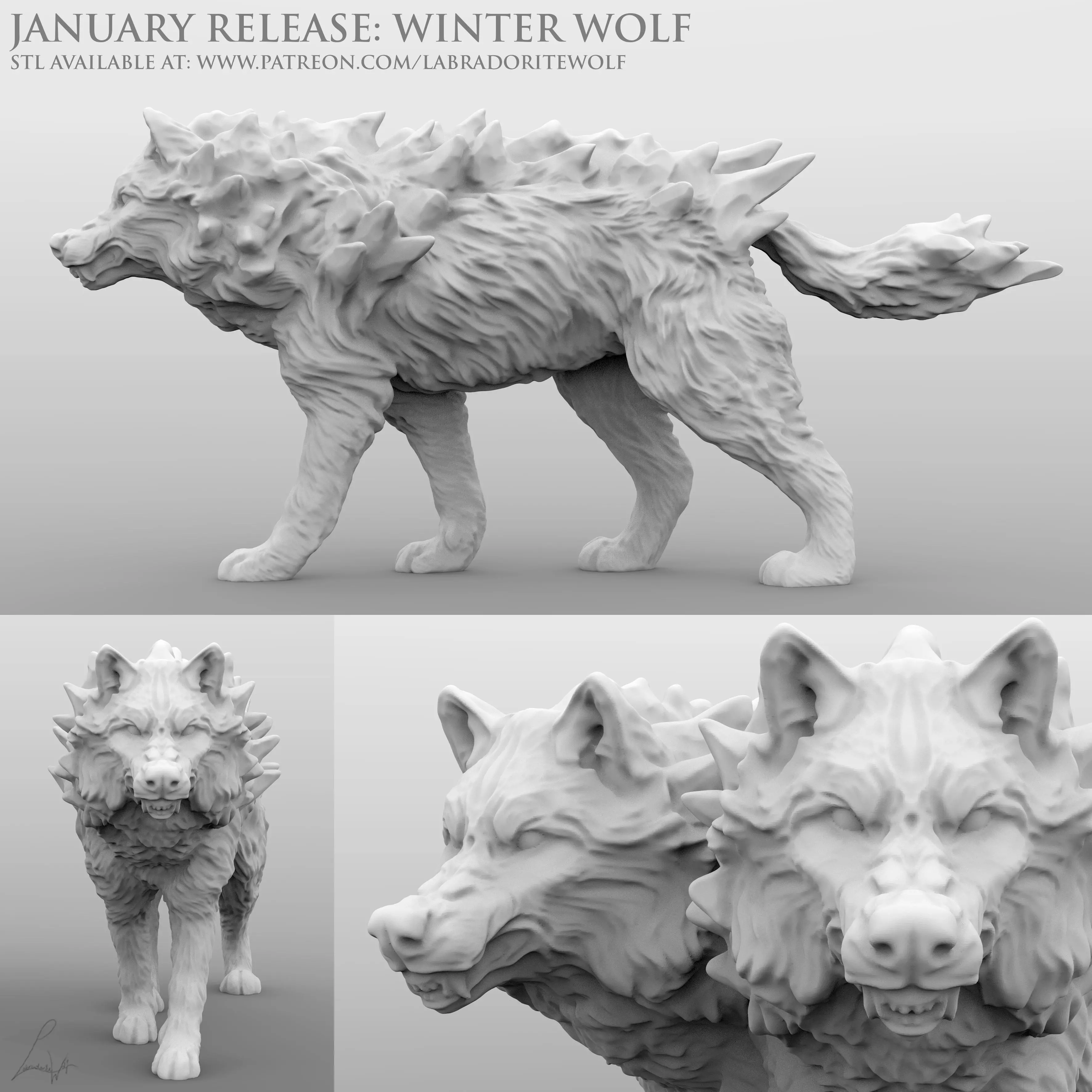 Winter Wolf Snarling 3D print model_0