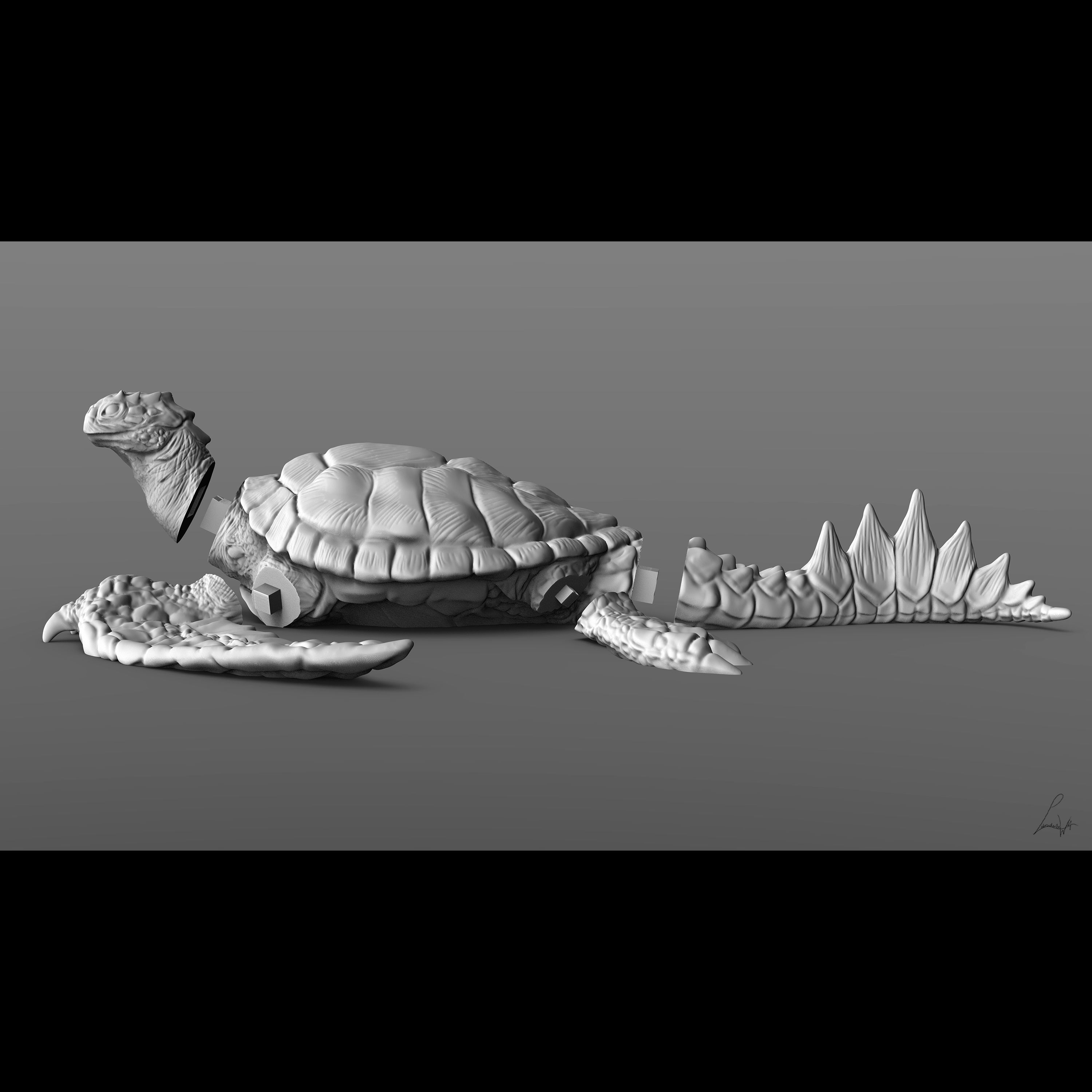 Green Sea Turtle Dragon 3D print model_1