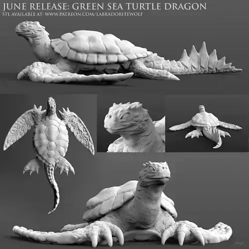 Green Sea Turtle Dragon 3D print model