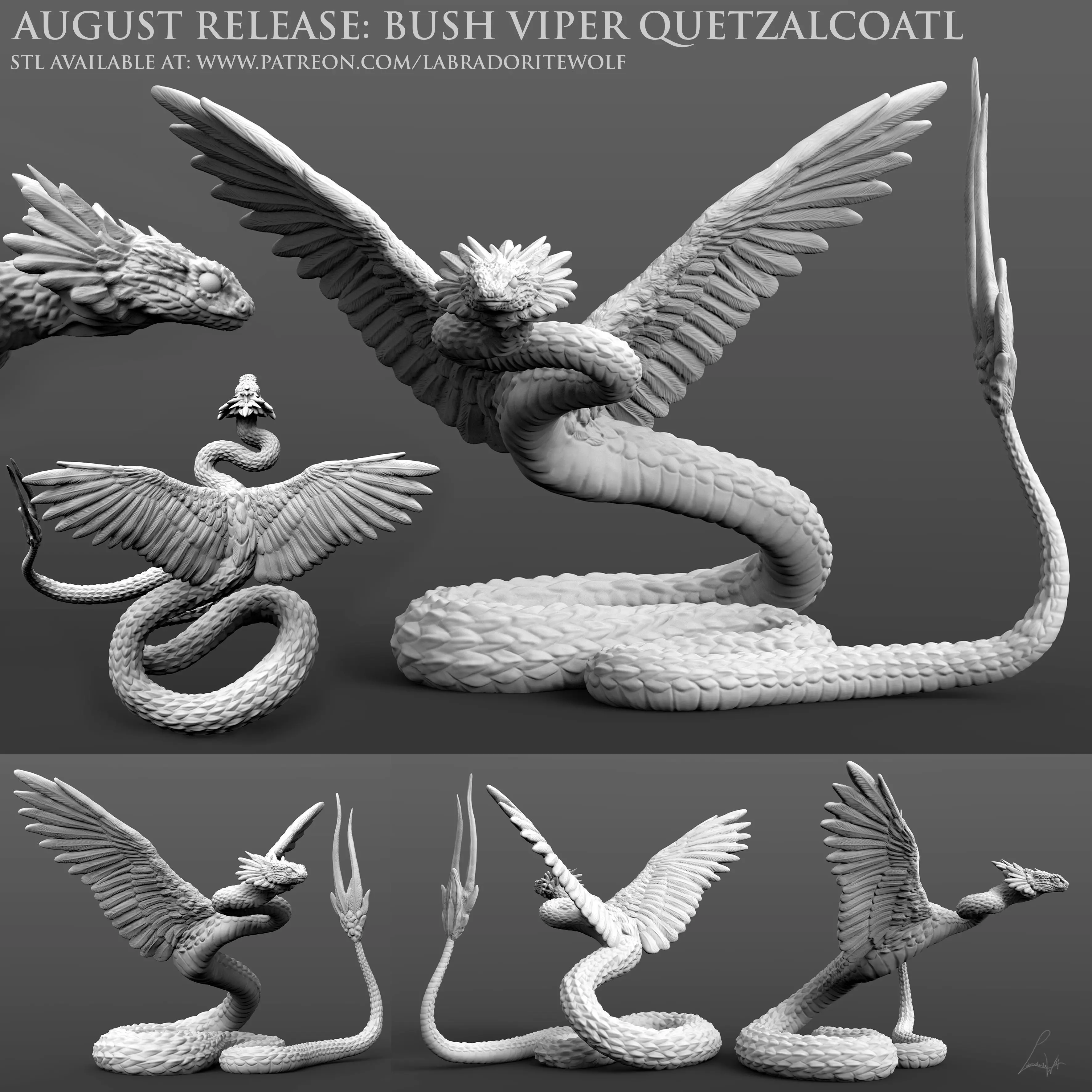 Bush Viper Quetzalcoatl 3D print model_0