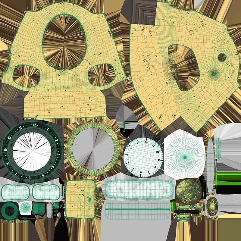 Desk Clock Low-poly 3D model_20