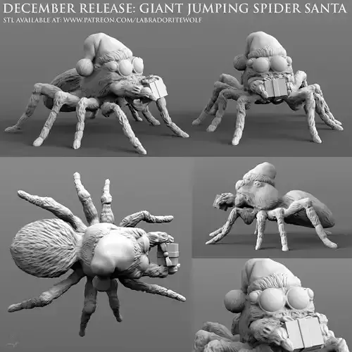 Giant Jumping Spider Santa 3D print model
