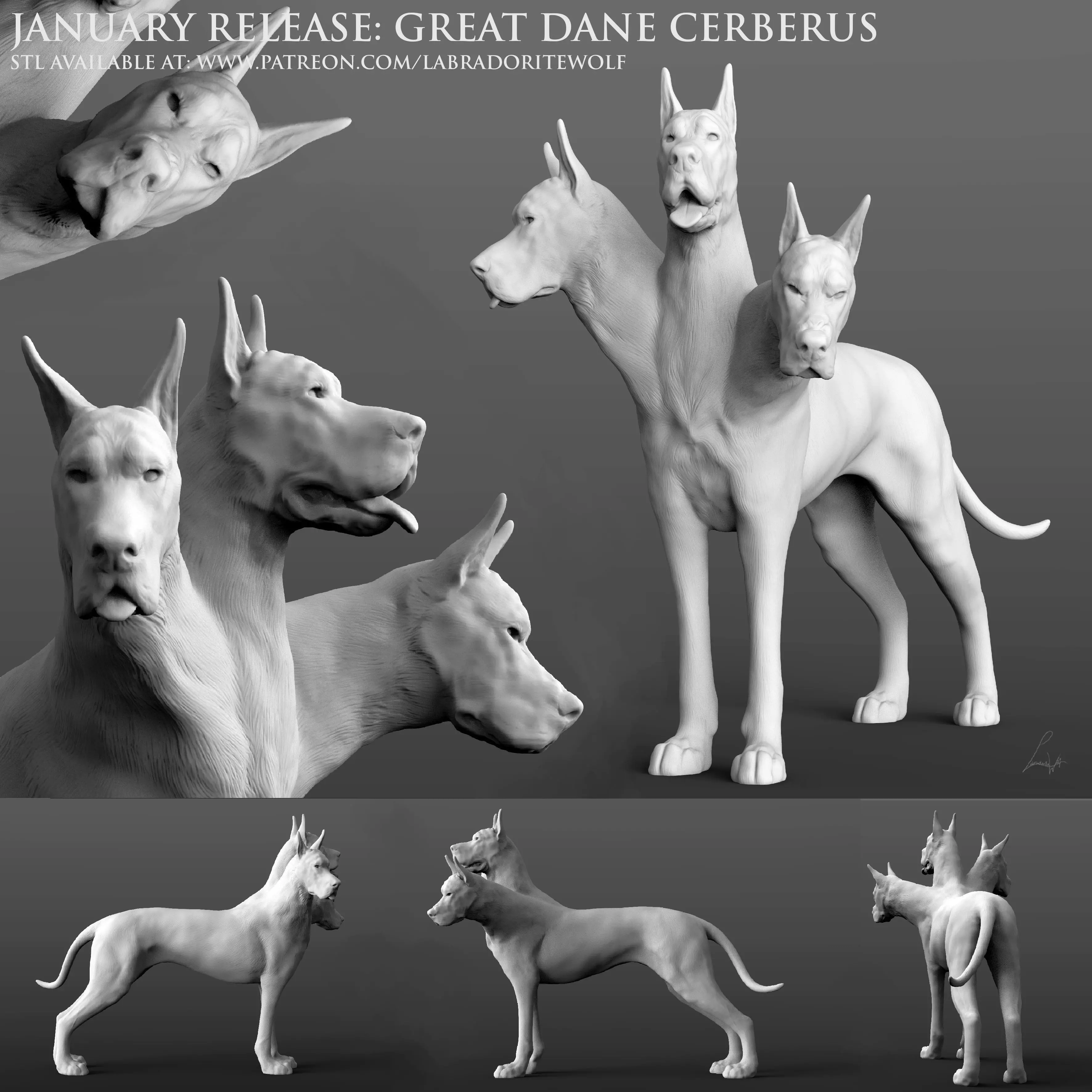 Great Dane Cerberus 3D print model_0
