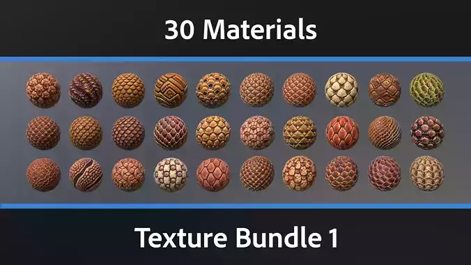 30 Materials Skin Alien Seamless PBR Bundle 1 Texture