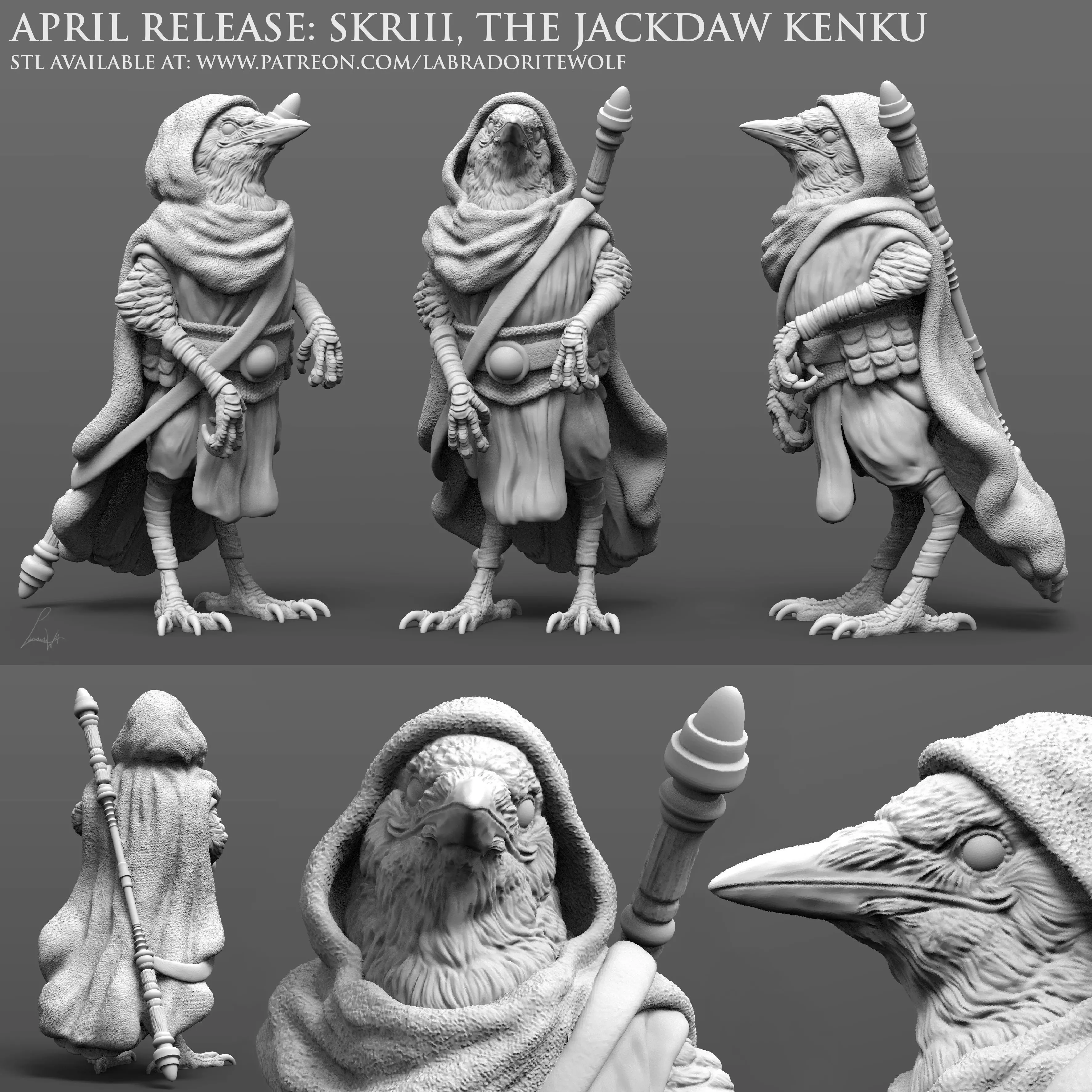 Skriii the Jackdaw Kenku 3D print model_0