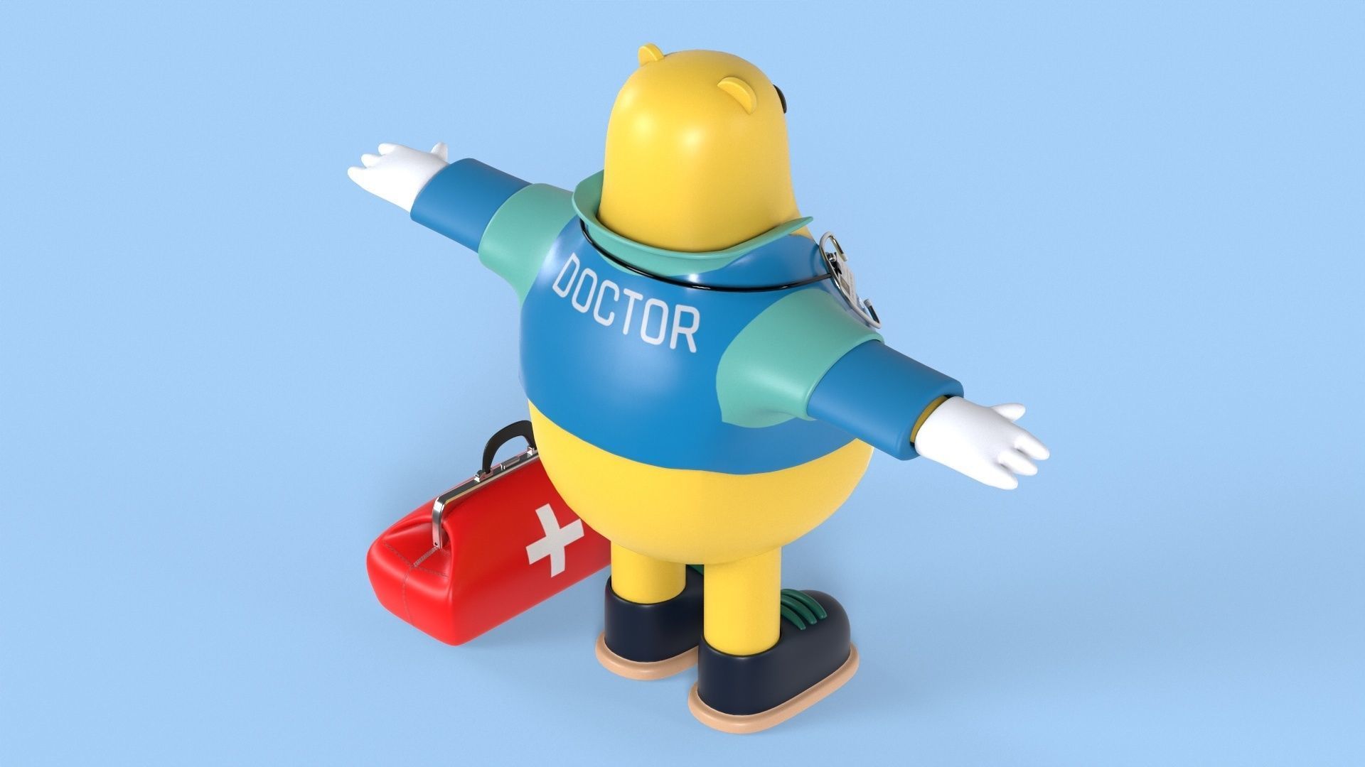 Doctor Bear Fantasy Character Low-poly 3D model_5