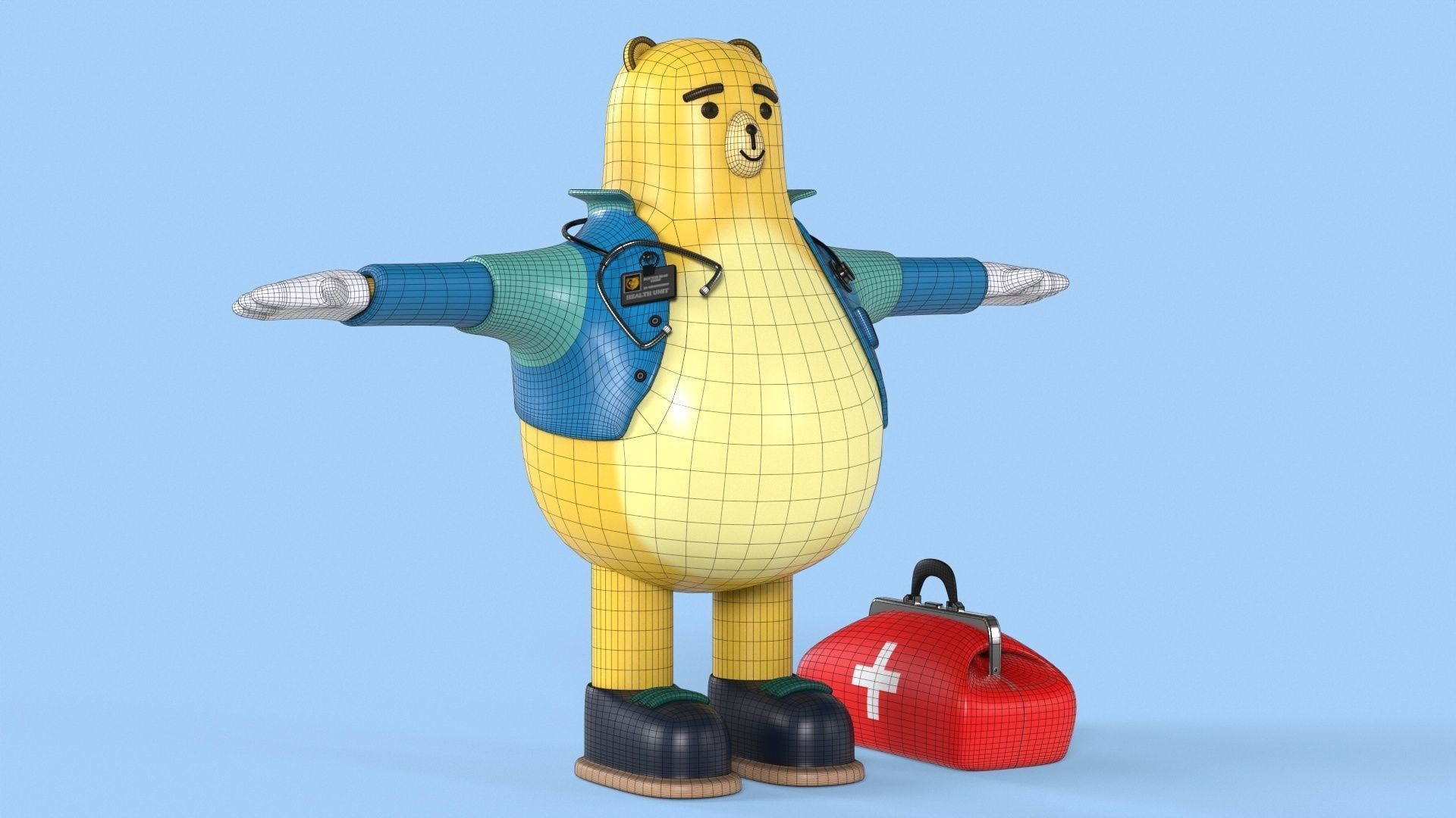 Doctor Bear Fantasy Character Low-poly 3D model_14