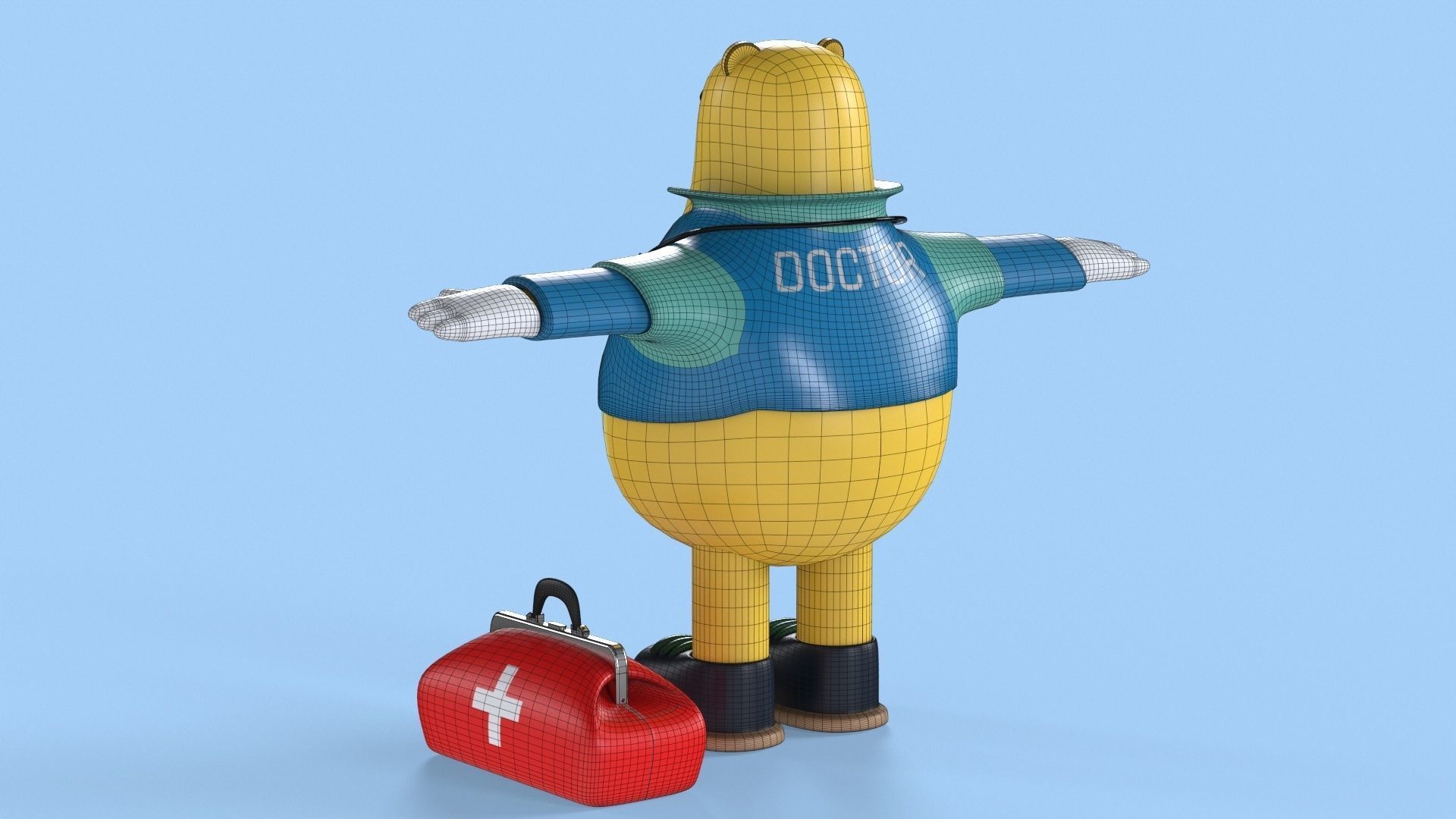 Doctor Bear Fantasy Character Low-poly 3D model_16