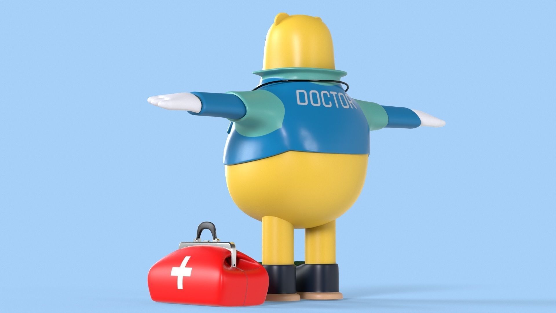 Doctor Bear Fantasy Character Low-poly 3D model_9