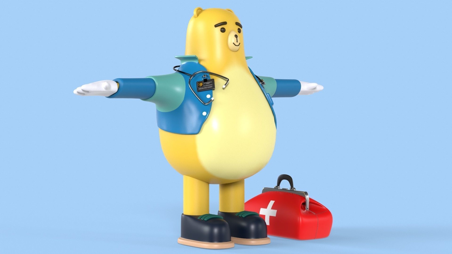 Doctor Bear Fantasy Character Low-poly 3D model_12