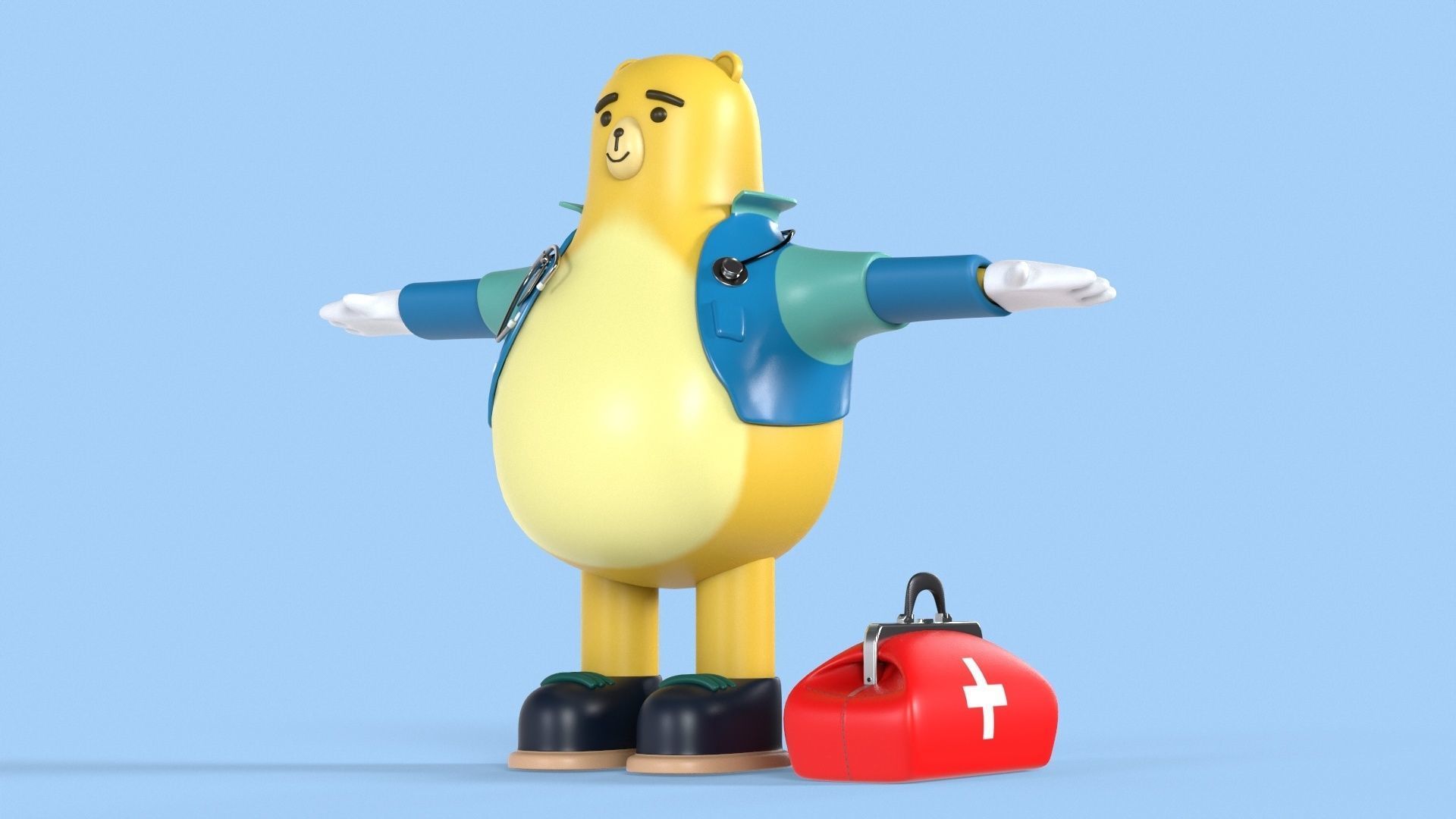 Doctor Bear Fantasy Character Low-poly 3D model_8