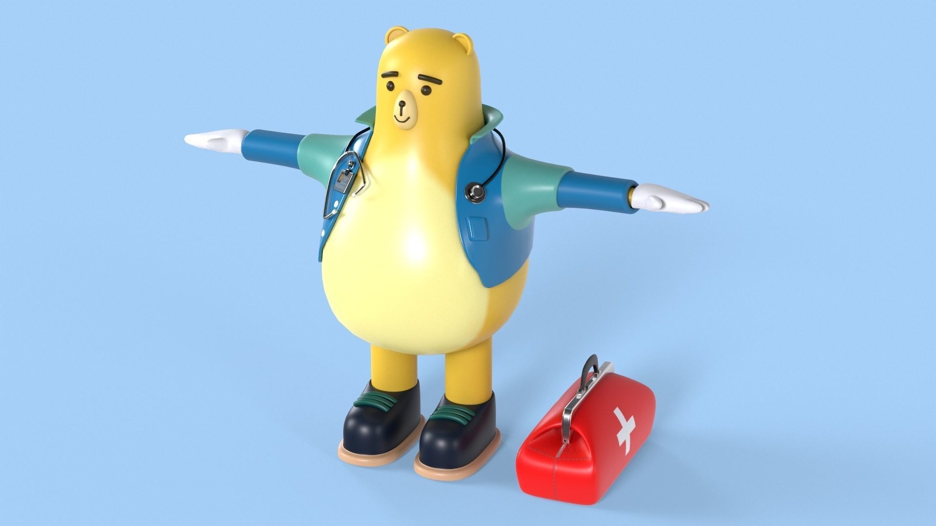 Doctor Bear Fantasy Character Low-poly 3D model_2