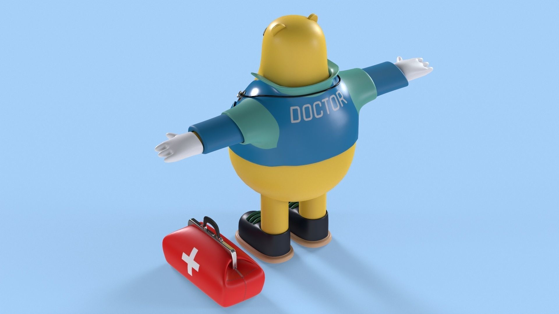 Doctor Bear Fantasy Character Low-poly 3D model_4