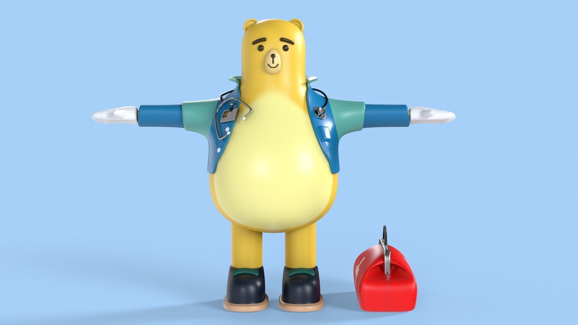 Doctor Bear Fantasy Character Low-poly 3D model_7