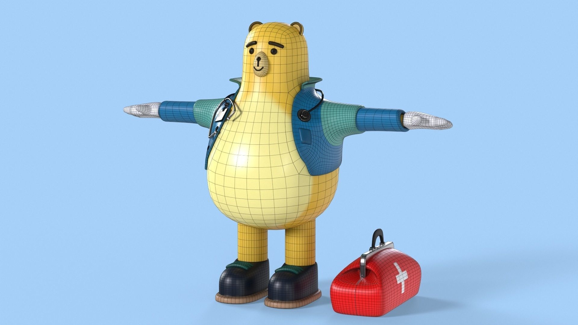 Doctor Bear Fantasy Character Low-poly 3D model_13