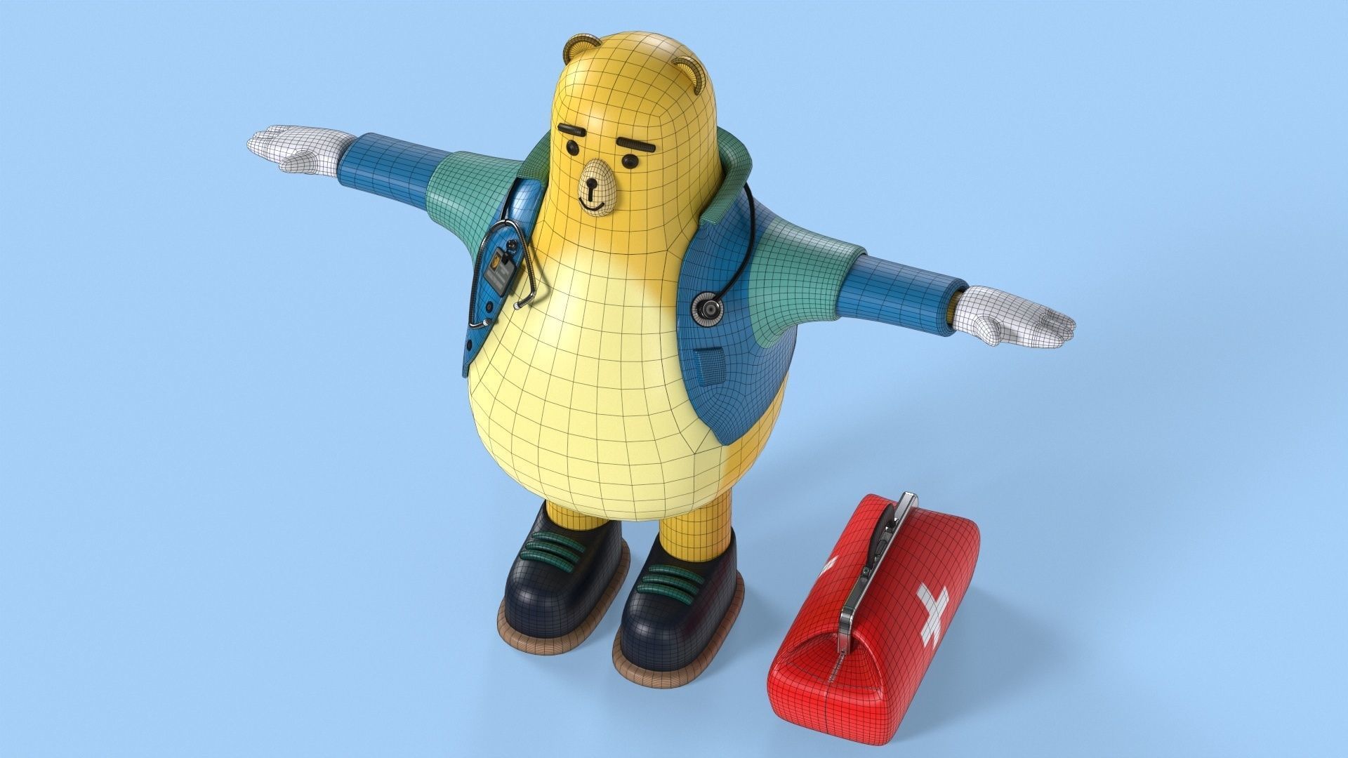Doctor Bear Fantasy Character Low-poly 3D model_17