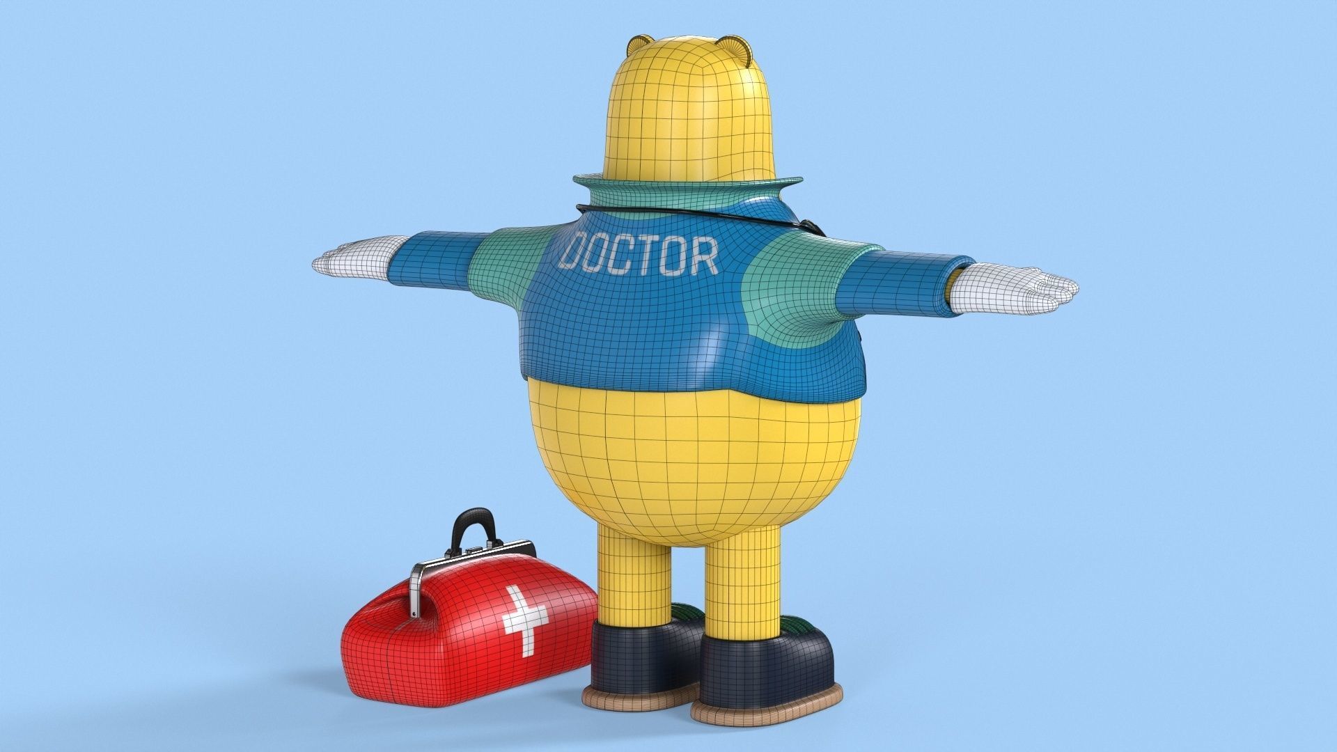 Doctor Bear Fantasy Character Low-poly 3D model_15