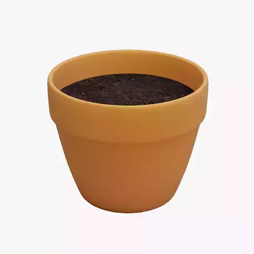 Small Flower Pot with Dirt Low-poly 3D model