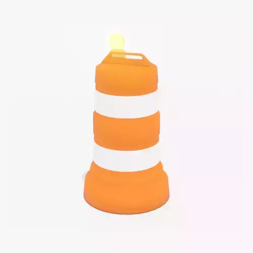 Traffic Barrel with Light Low-poly 3D model