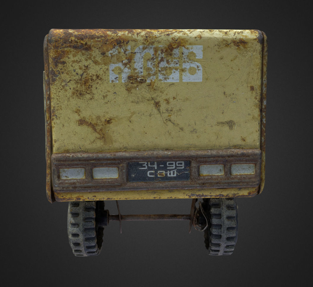Old USSR Soviet Metal Toy Car URAL BREAD 3D model_15