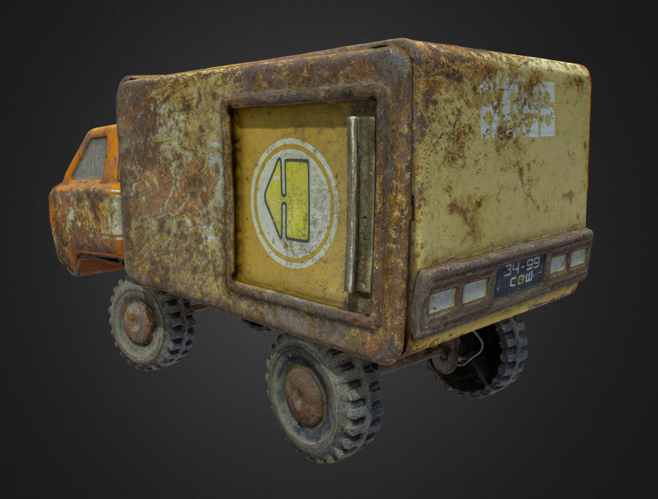 Old USSR Soviet Metal Toy Car URAL BREAD 3D model_14