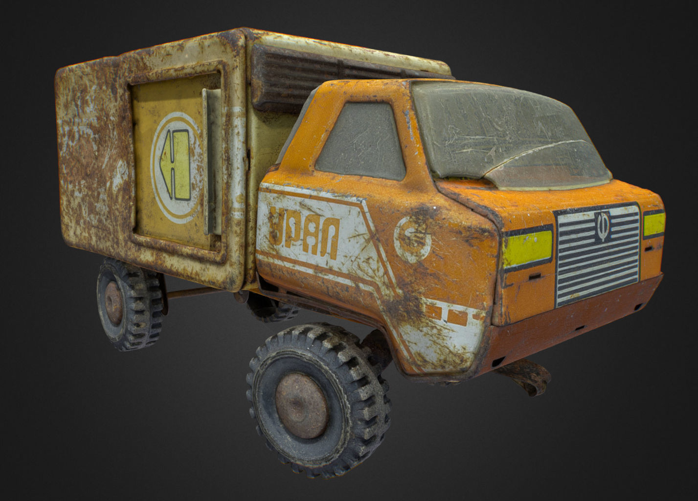 Old USSR Soviet Metal Toy Car URAL BREAD 3D model_18