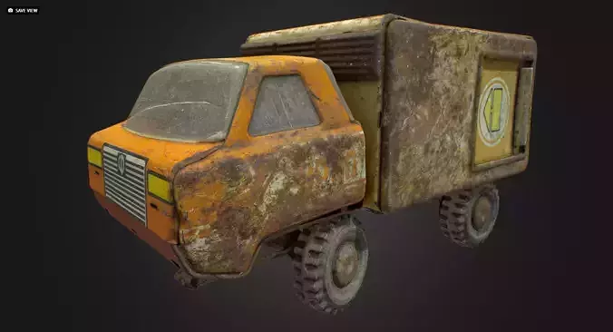 Old USSR Soviet Metal Toy Car URAL BREAD 3D model