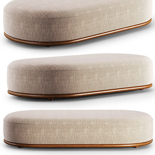 Oval fabric pouf bed cask Low-poly 3D model