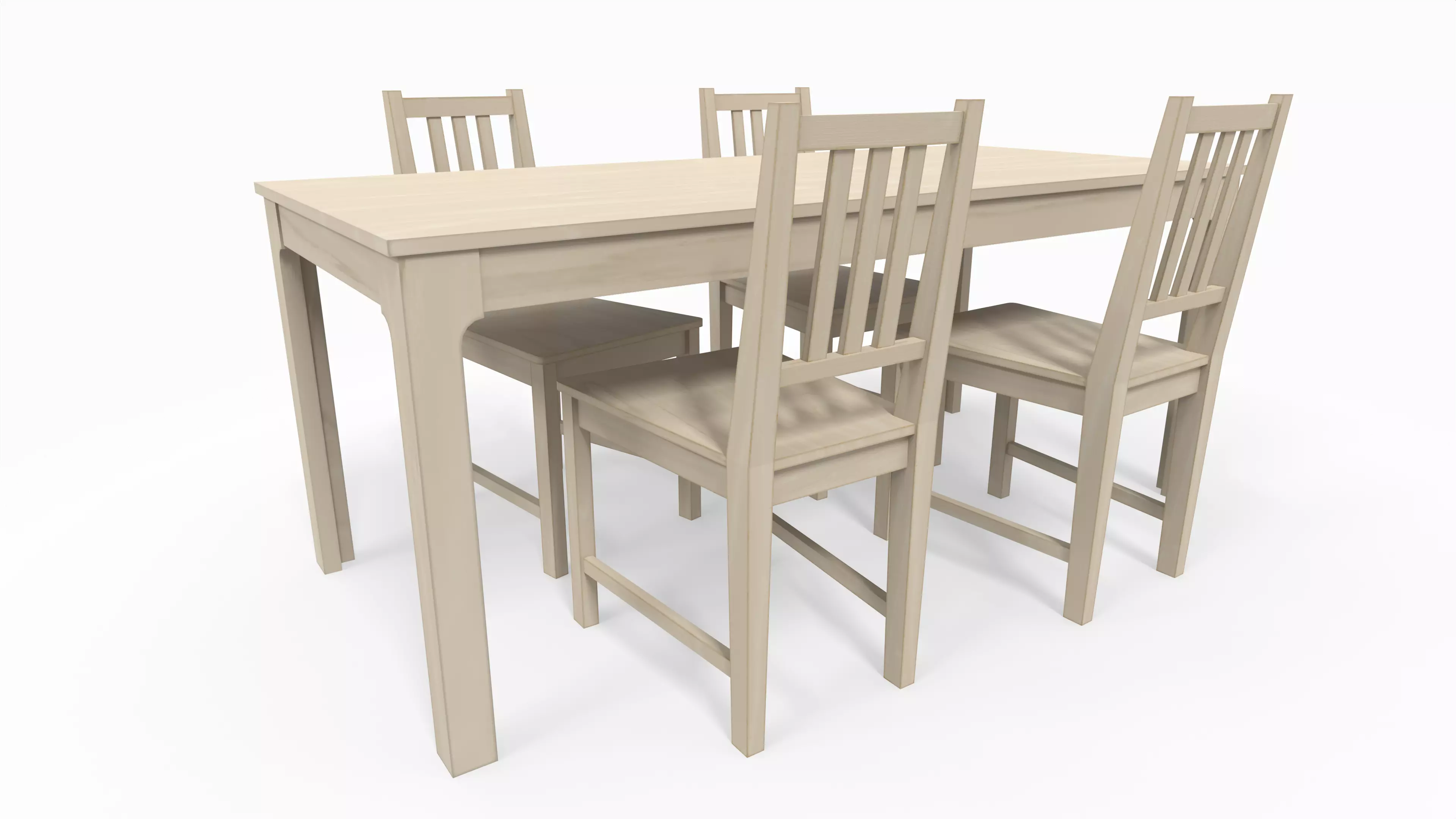 Dining table and chair Low-poly 3D model_0