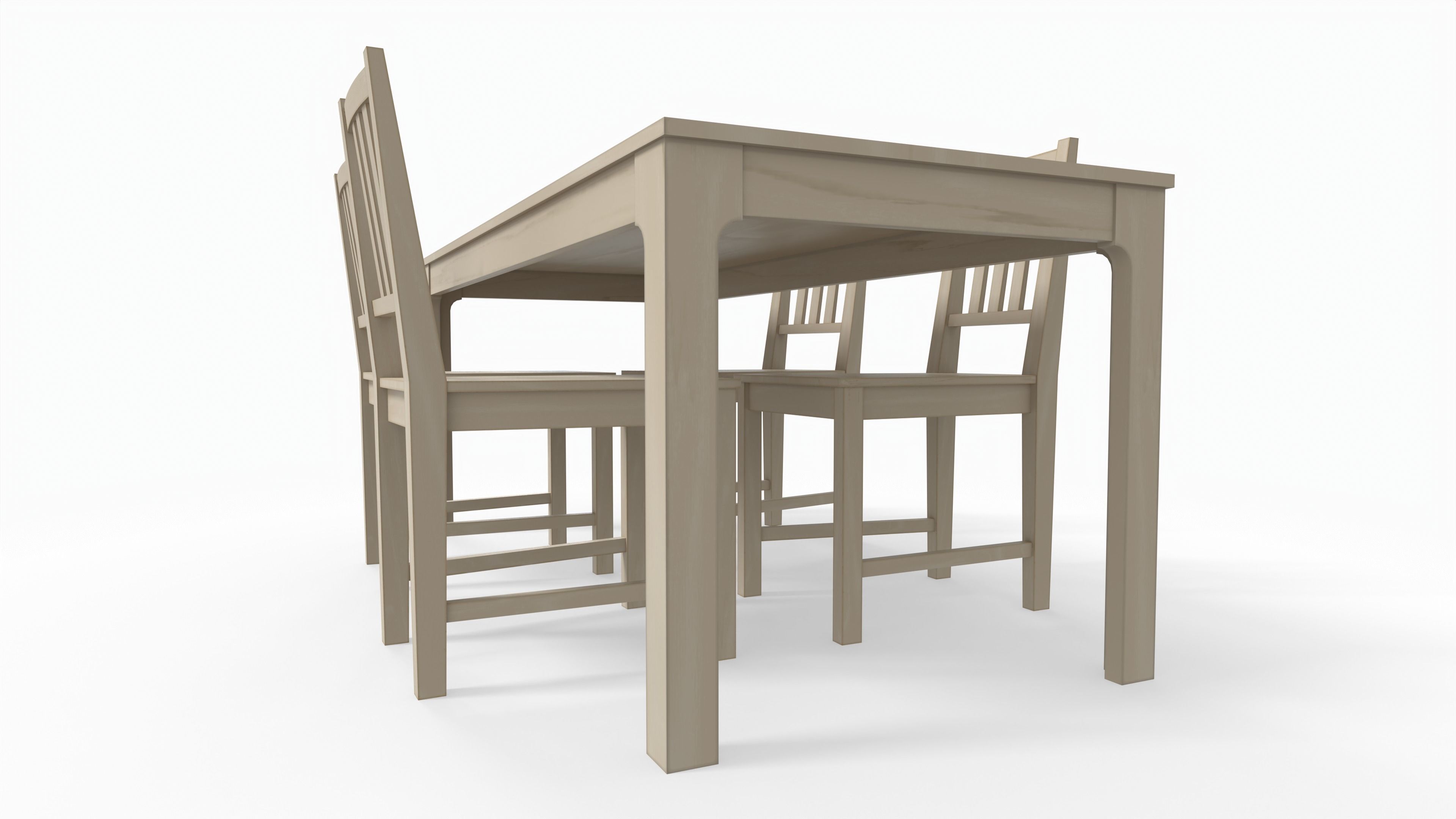 Dining table and chair Low-poly 3D model_2