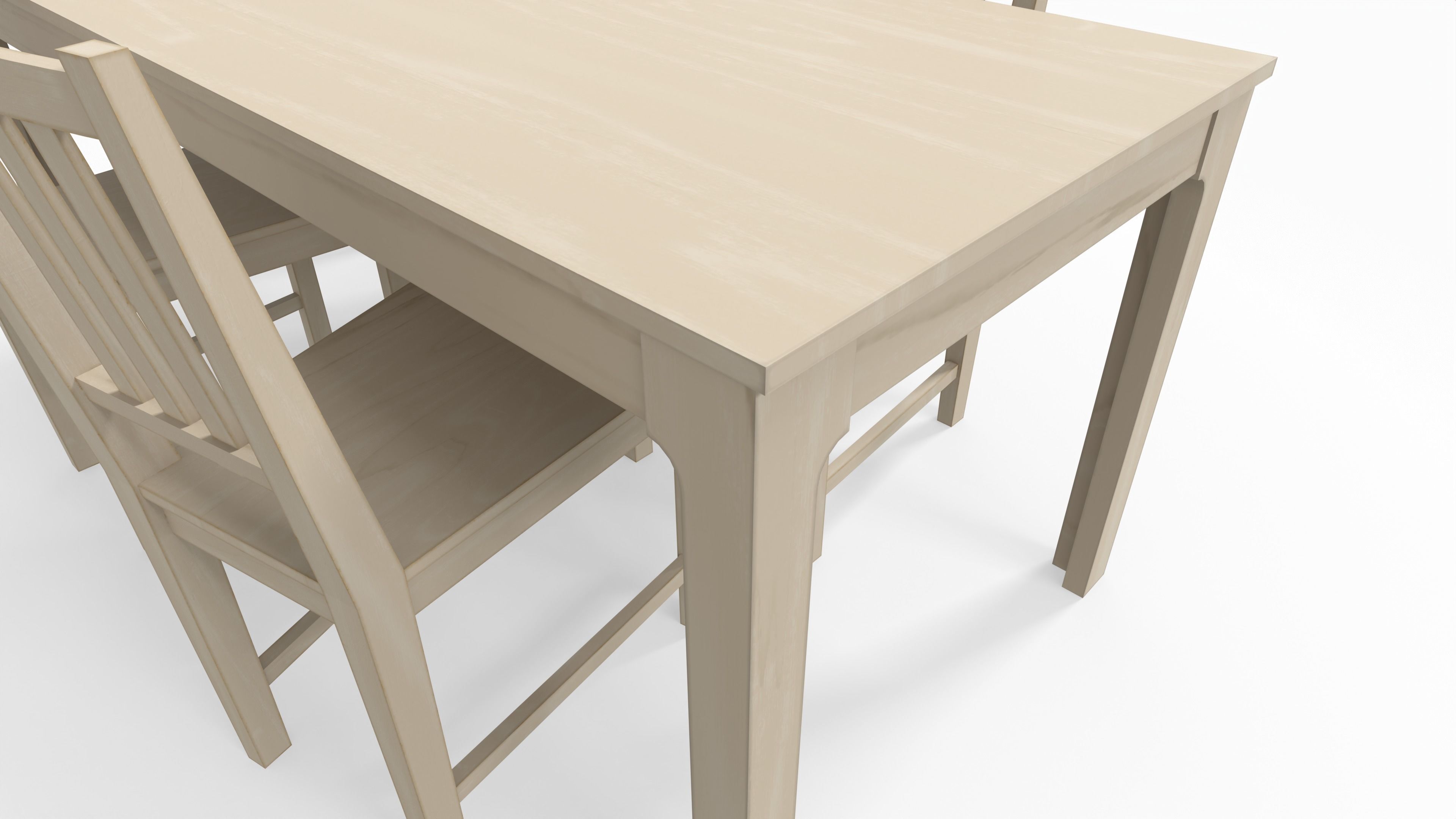 Dining table and chair Low-poly 3D model_4