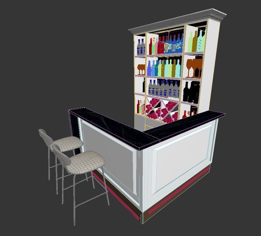 Restaurant bar 3D model_2