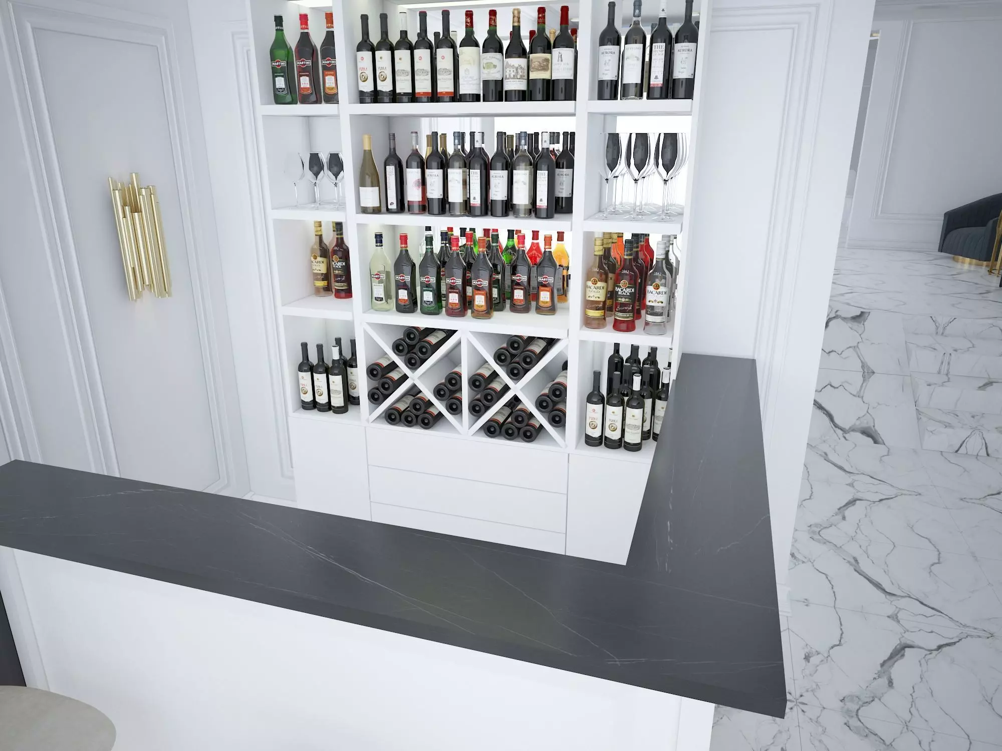 Restaurant bar 3D model_0