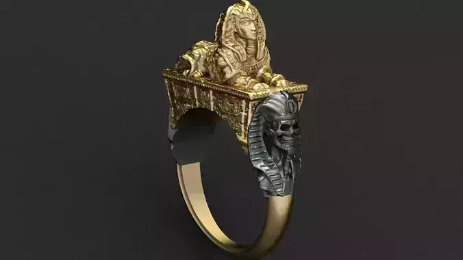 Egyptian Pharaoh Skull Sphinx Ring