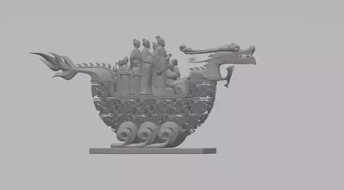 Xu Fu rides a dragon boat eastward sculpture 3D Print Model