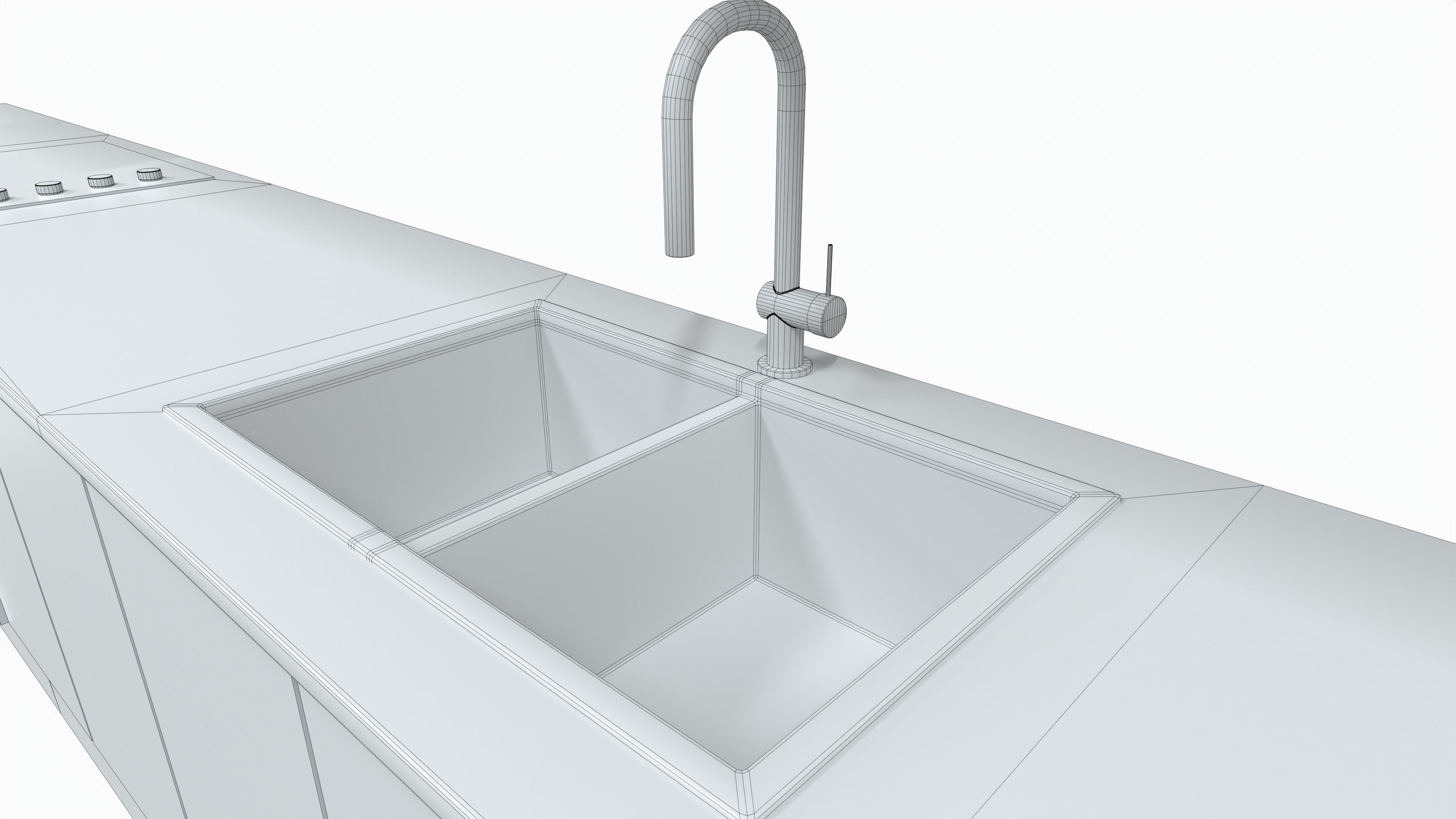 Kitchen Cabinet Low-poly 3D model_7