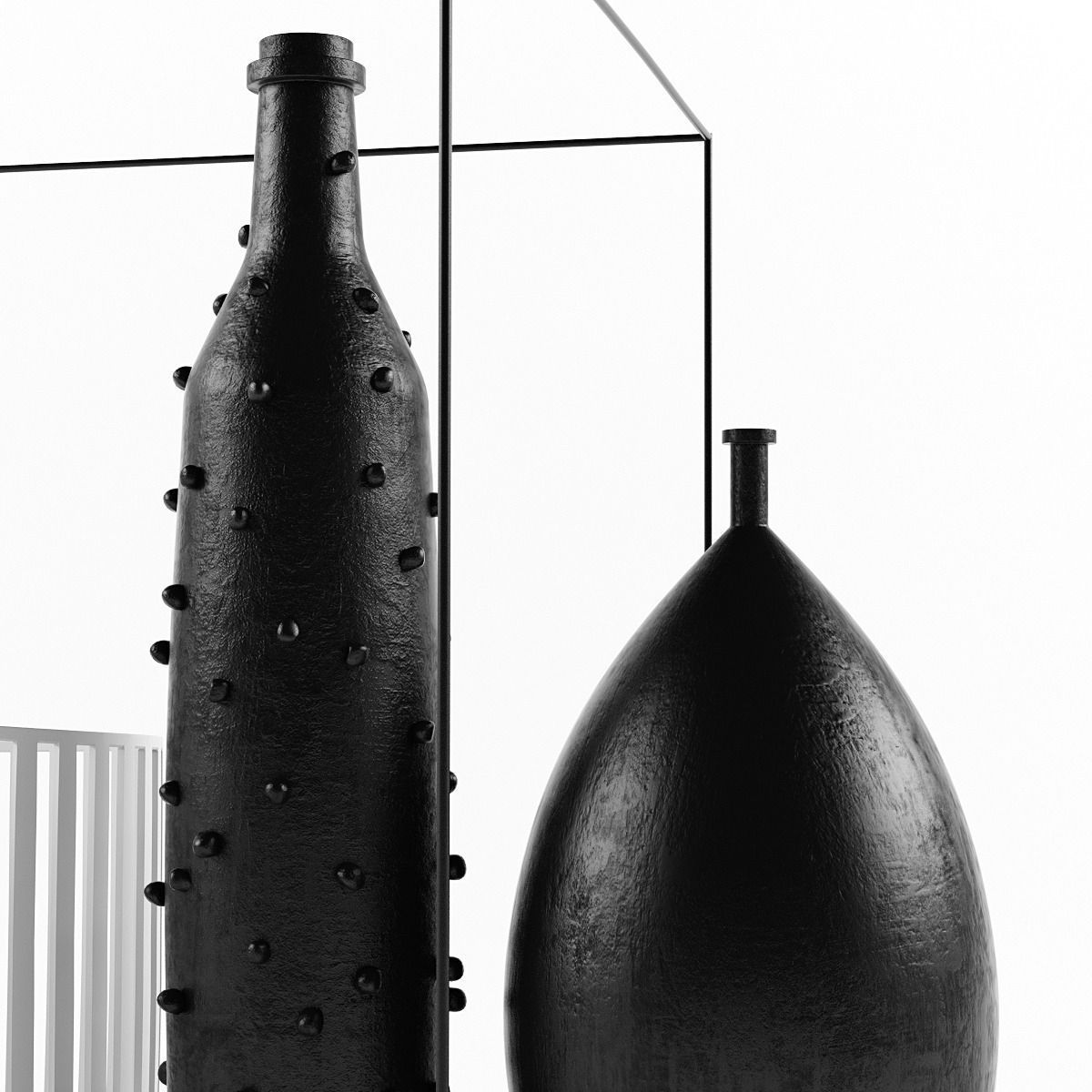 Decoration Set objects in glass cube 3D model_1