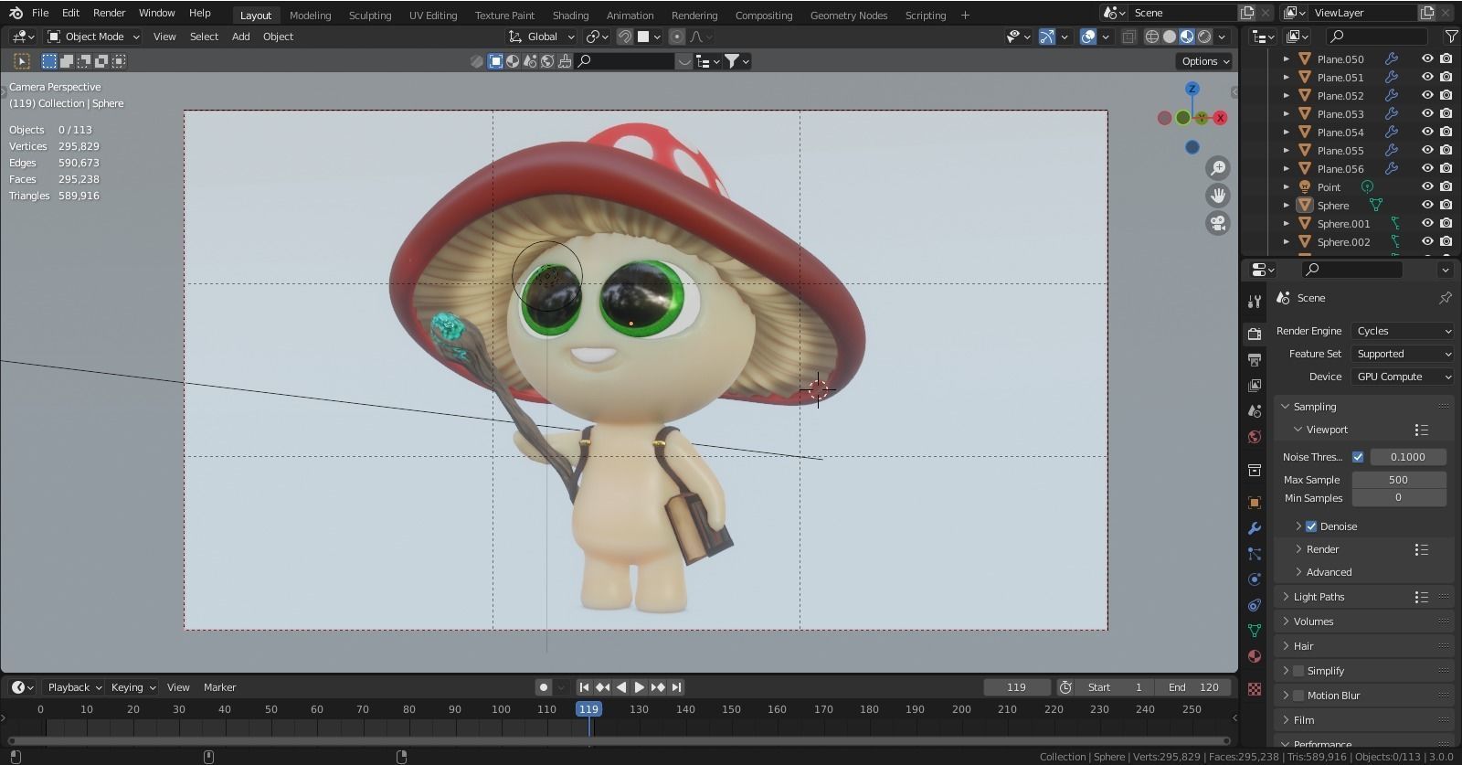 Mushroom Wizard  Low-poly 3D model_22
