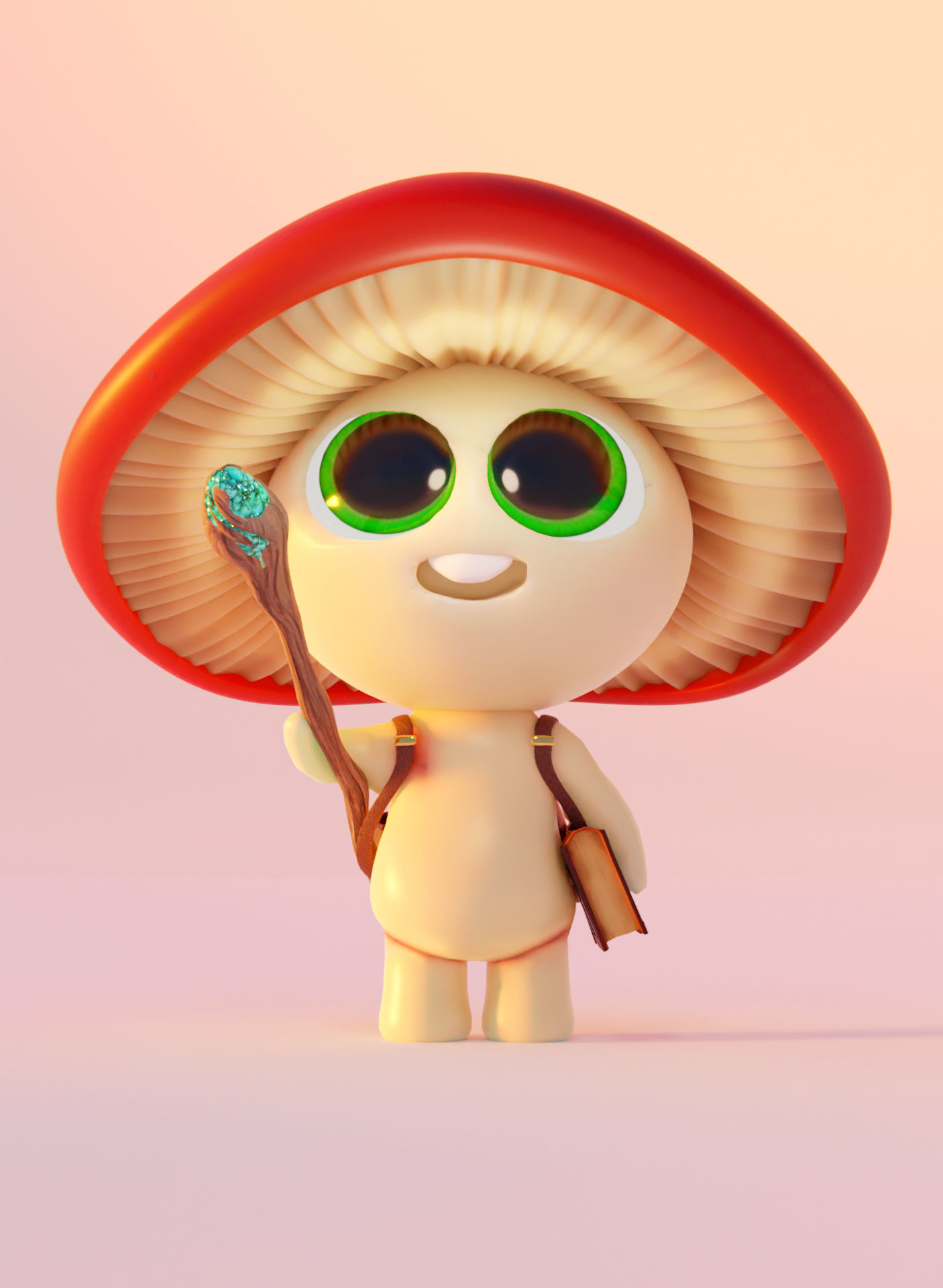 Mushroom Wizard  Low-poly 3D model_9