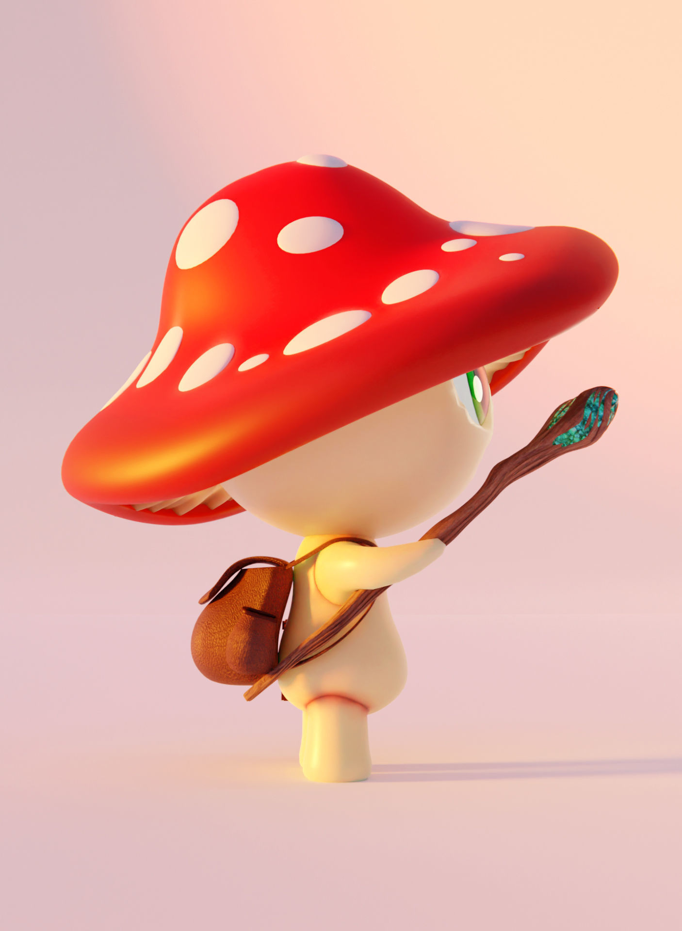 Mushroom Wizard  Low-poly 3D model_12