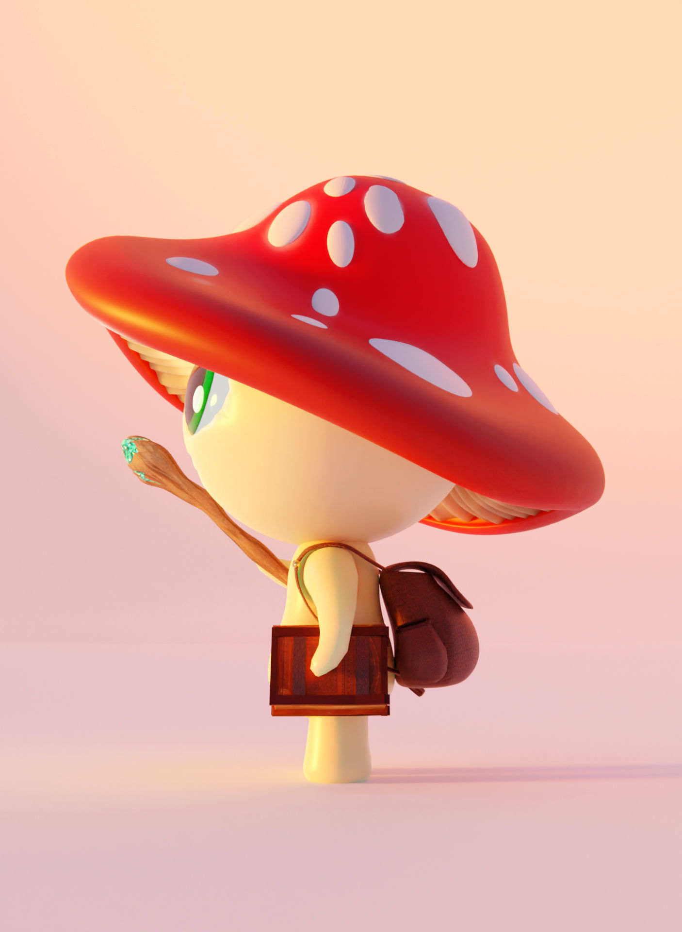 Mushroom Wizard  Low-poly 3D model_11